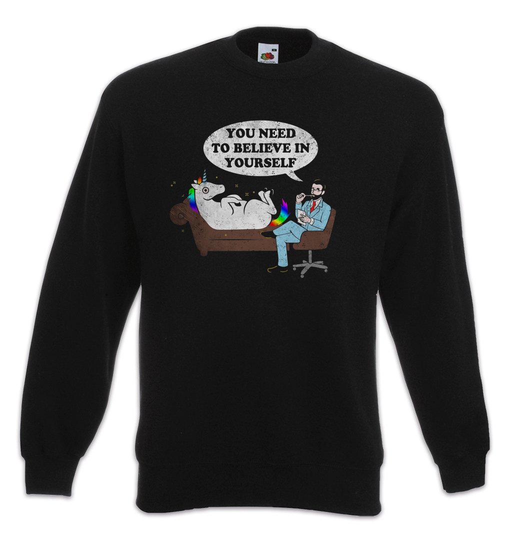 Pullover Psycho Unicorn sweat original noir à motif graphique unique - 2