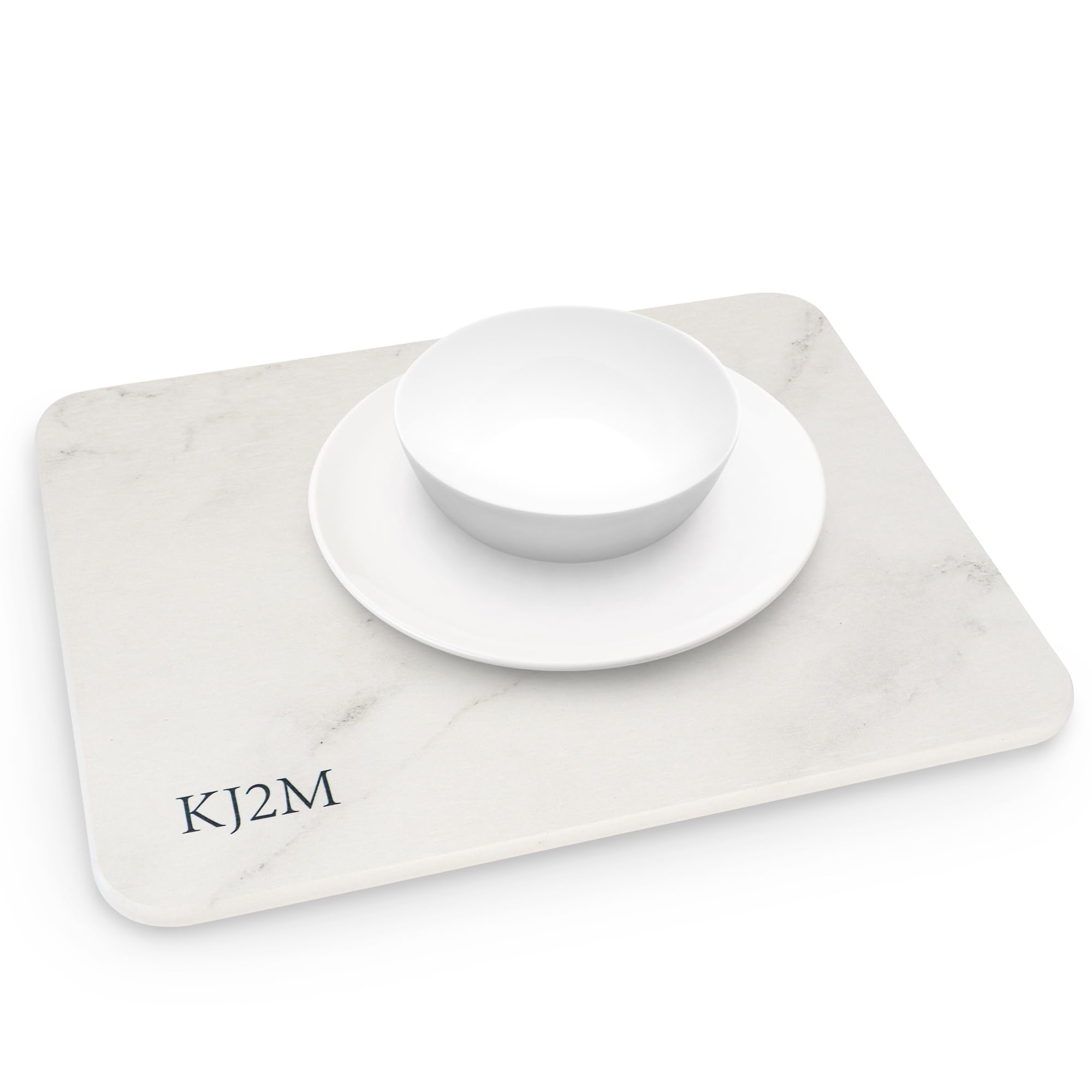 Stone Dish Drying Mat for Kitchen Counter- Eco-Friendly Ultra Absorbent Heat Resistant None Slip Diatomaceous Earth Sink (15.7x11.8 inch, White Marble)