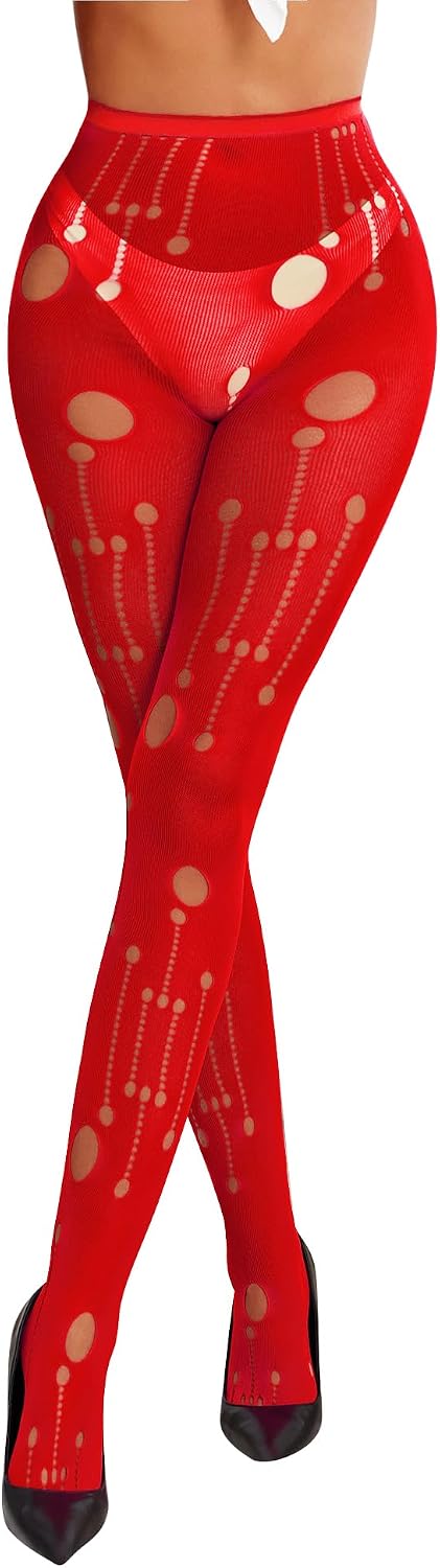 RSLOVE Fishnet Stockings for Women Sexy High Waist Pantyhose Halloween Thigh High Stockings for Womens Girls One Size