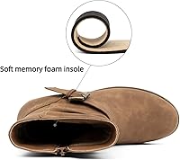 Vista 3 de VJH confort Botas de media pantorrilla para mujer, botines holgados con hebilla cómoda con cremallera lateral