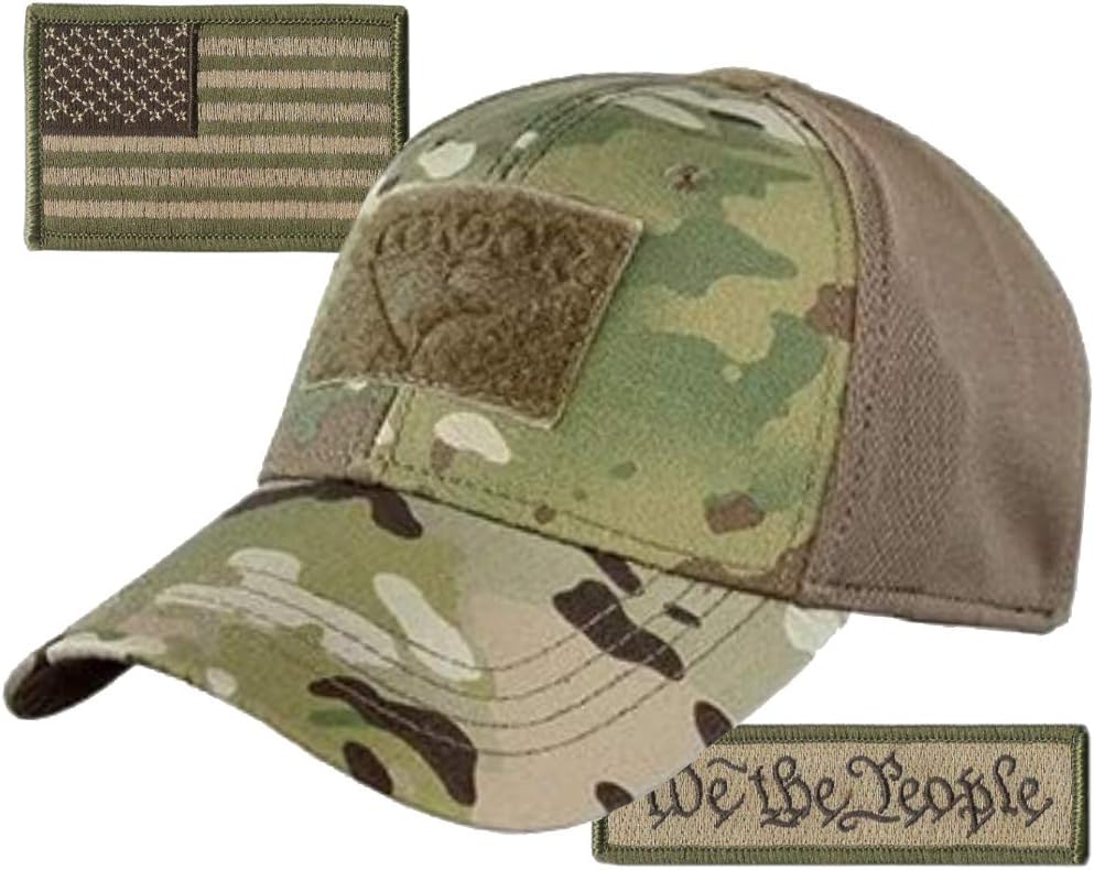 Condor Fitted Tactical Cap Bundle - We The People & USA Patches - Choose Size