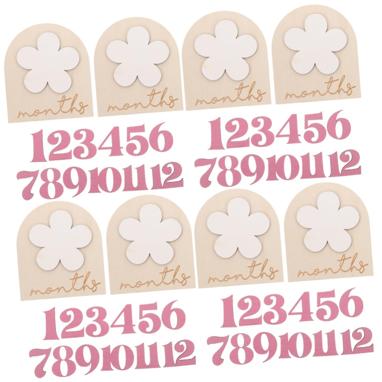 NUOBESTY 4 Juegos Accesorios del Mes del cumpleaños Detalles Señal de Mes para Decoración para recién Nacido Tarjetas de hitos del Meses Bebe de Madera