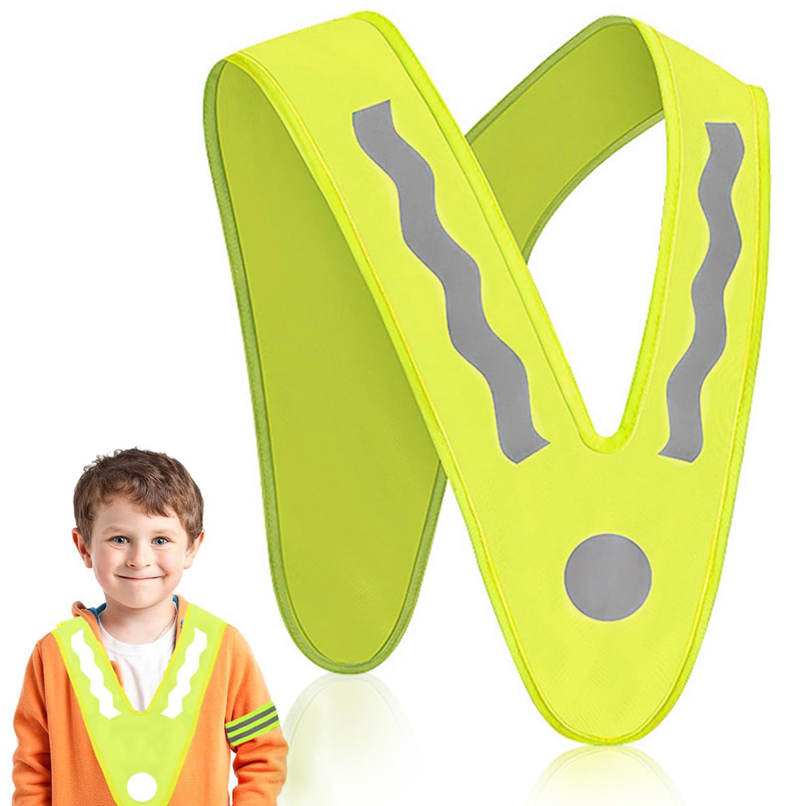 AOOTUERL Piece Reflective Safety Vest for Kids,V-shaped High Visibility Fluorescent Reflective Vests for Kids, For Cycling,Night Running, Dog Walking, Jogging Kid's Outdoor Activities