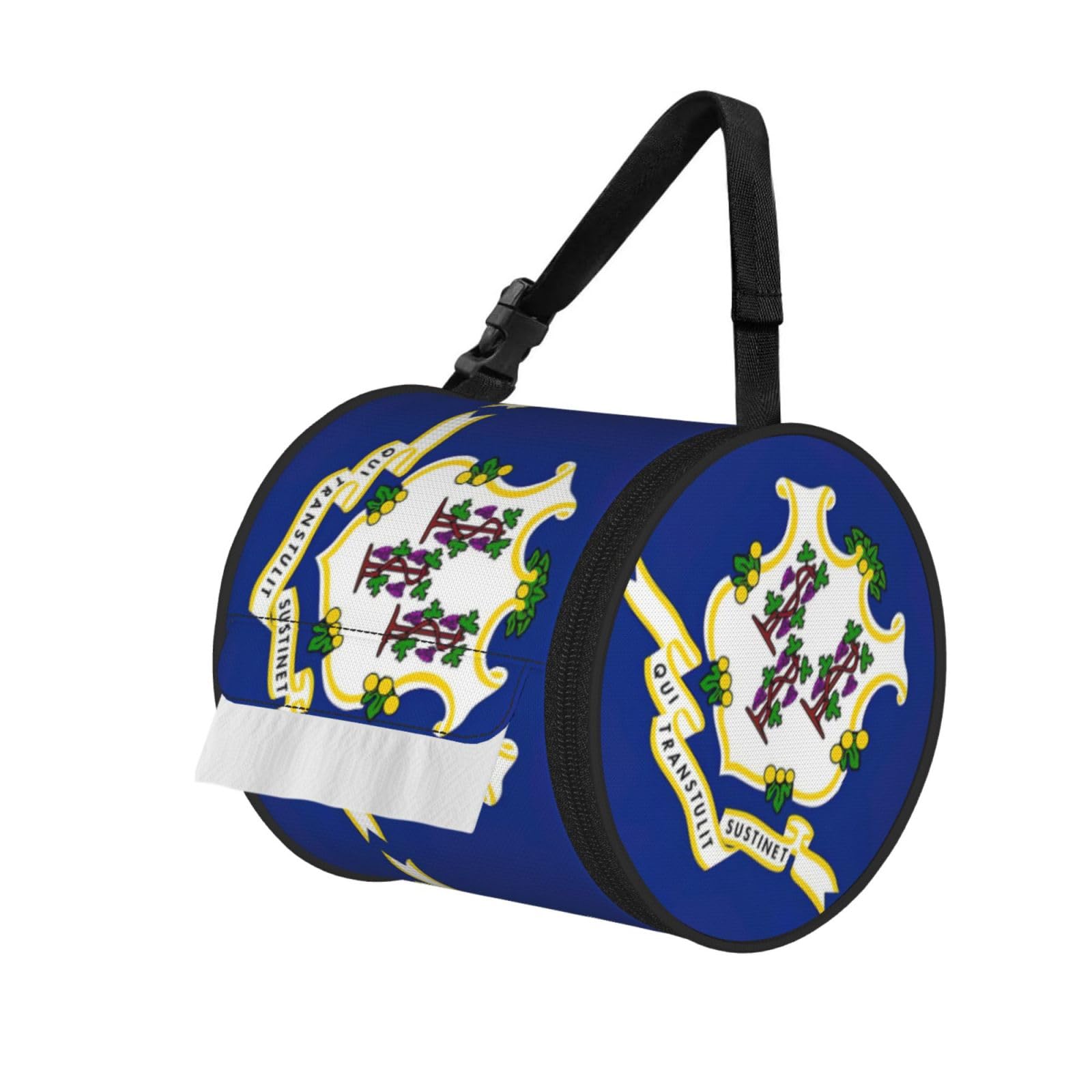 Connecticut State Flag Print Fashion Tissues Organizer Box, Hanging Tissue Holder For Purse Coins For Car Office Daily Outing
