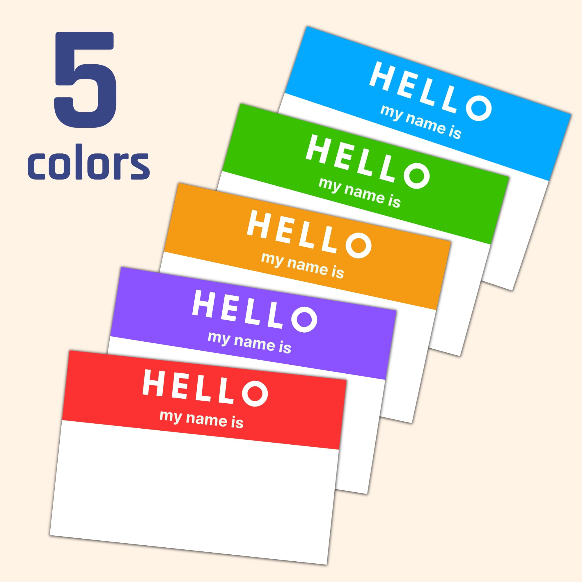 Hello My Name is, Labels Stickers, 5 Colours - 7.5 x 5cm, Pack of 500, Hello (500 Pieces), 500 Pieces - Image 4