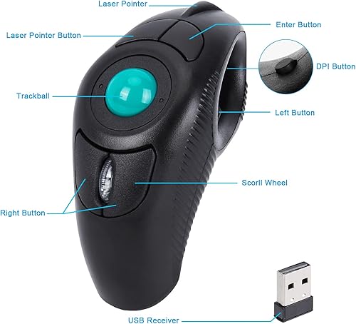Miniatura 2 de Image - Mouse inalámbrico USB de mano con puntero láser