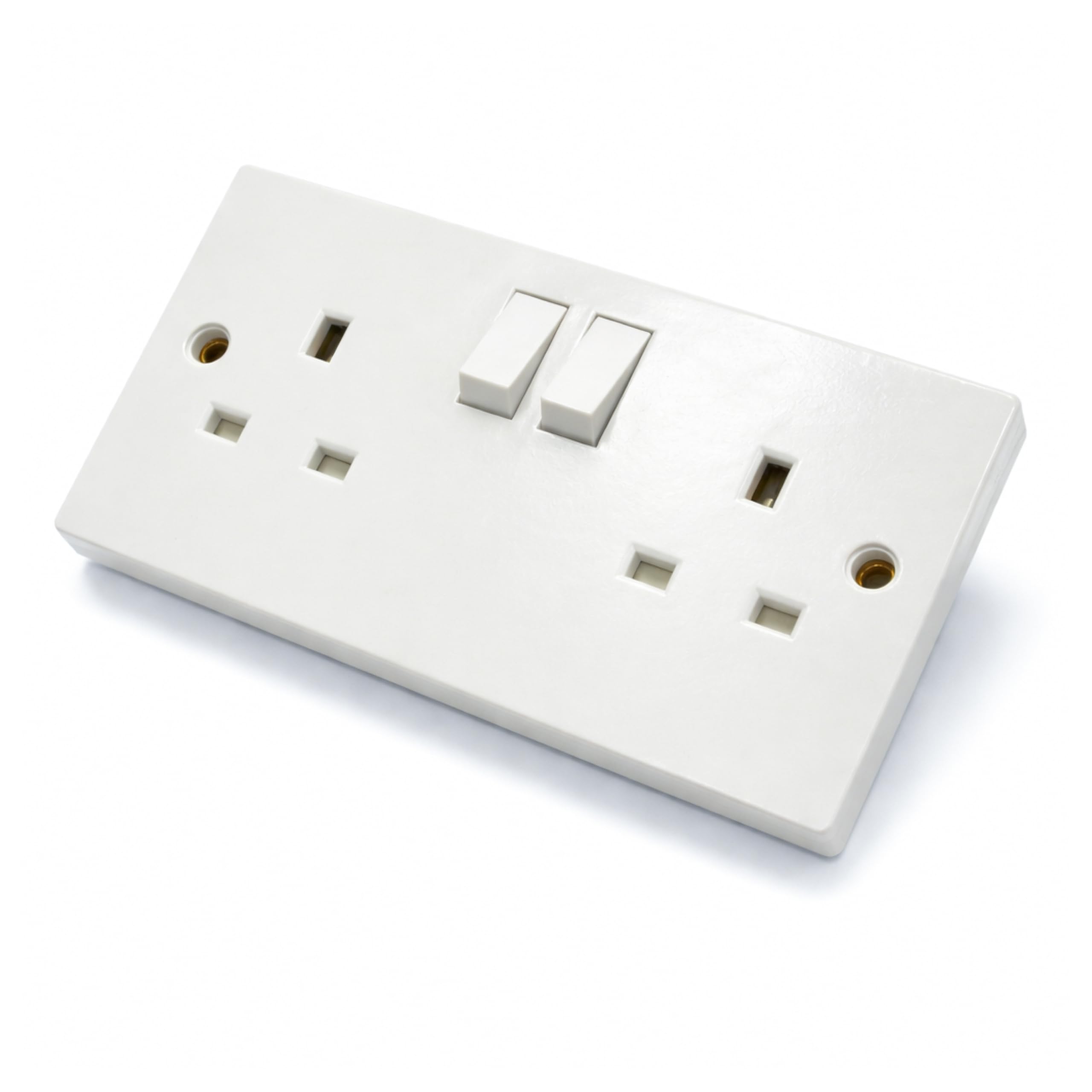 Status 13A Double Gang Switched Wall Socket, UK Plug Socket Faceplate, White, S2G13AWSX4