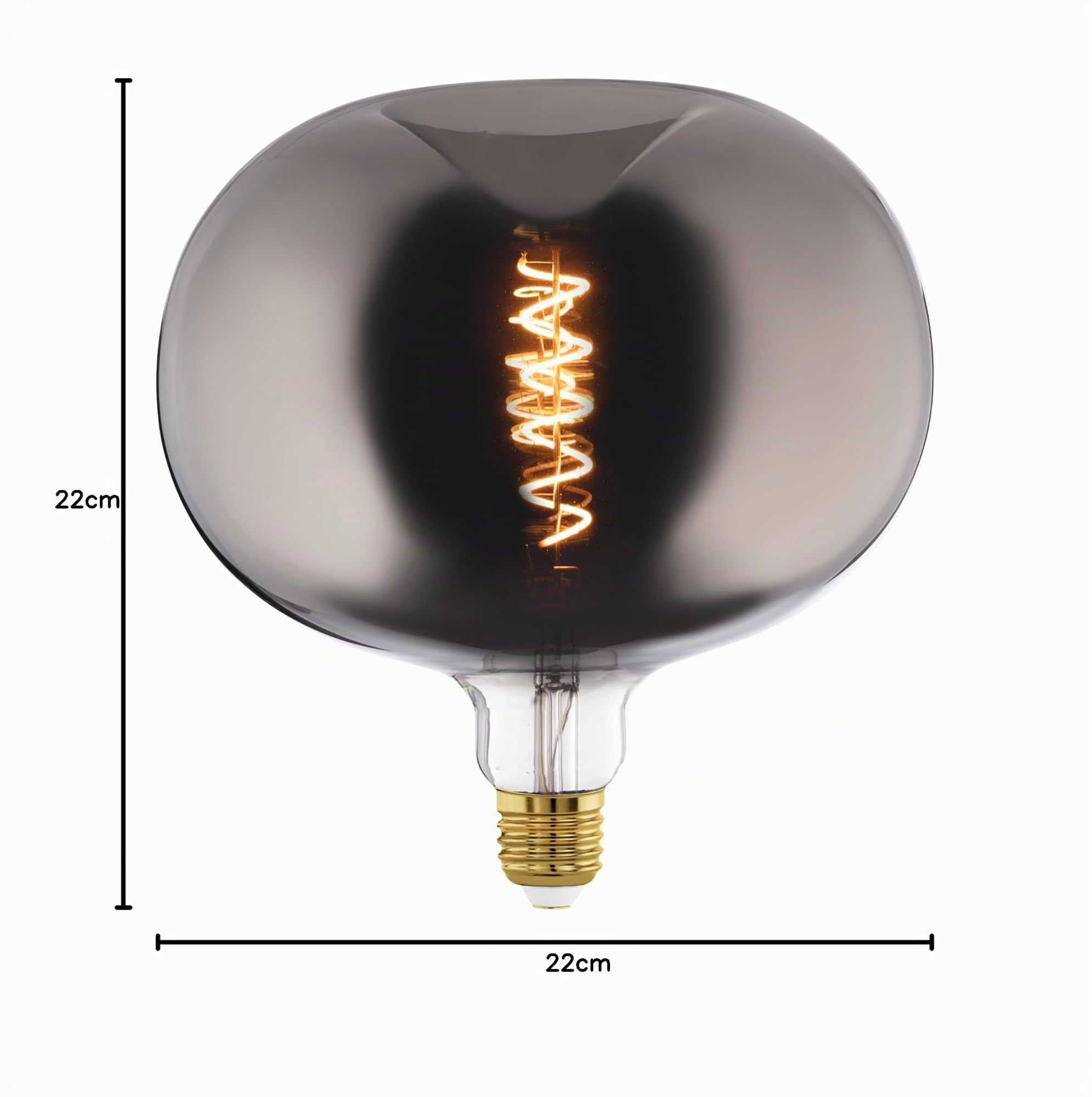 Eglo LED E27 regulable en forma de manzana, LED en espiral tamaño grande | bombilla vintage extragrande vaporizada en diseño retro, 4 vatios, 50 lúmenes, blanco cálido, 2200k, Ø 22 cm
