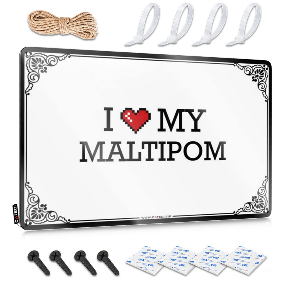 Fzfn Colour I Love My Maltipom Vintage Wall Decor Cool Decor | Grunge Haves Decorative Wall Art(30X40cm)