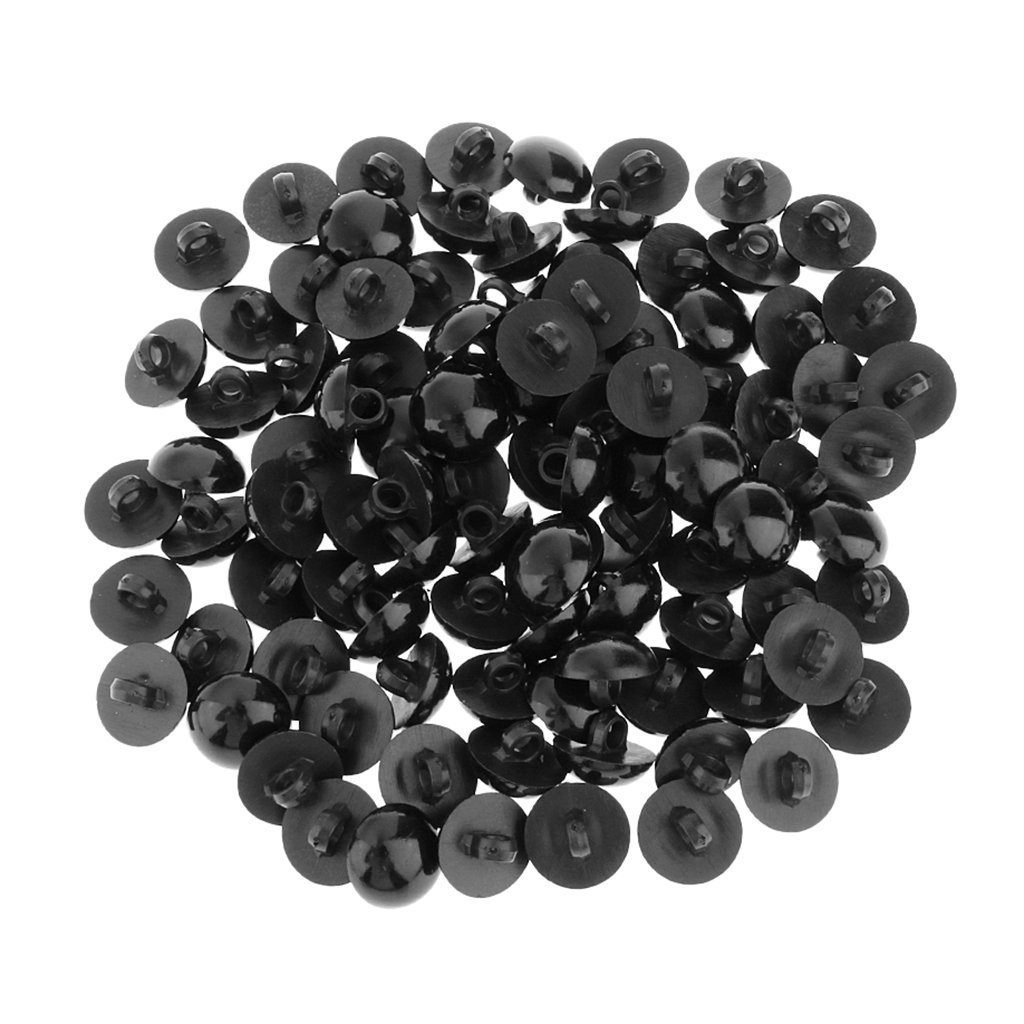 Inzopo Black 100Pcs Mushroom Button Domed Sewing Animal Eyes Doll Diy Crafting 15Mm