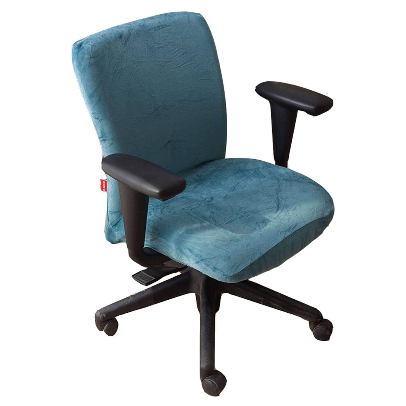 JHLD Velvet Office Chair Covers, Stretch Computer Office Chair Covers Soft Removable Washable Rotating Chair Slipcovers for Rotating Chair-Peacock Blue-Office Chair