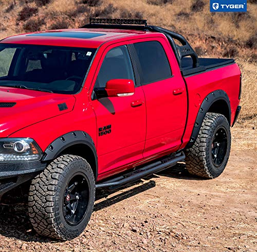 Tyger Auto Tg-Ff8D4147 For 2009-2018 Dodge Ram 1500; 2019-2020 1500 Classic | Exclude R/T And Rebel Models | Black Rugged-Textured Pocket Bolt-Riveted Style Fender Flare Set, 4 Piece #TOP3