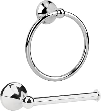 Chrome Toilet Paper Holder Antique Wall Mount,Towel Ring,Toilet Tissue Roll Holder and Hand Towel Holder Set for Bathroom, RV, Bathroom Hardware Accessories Set Chrome