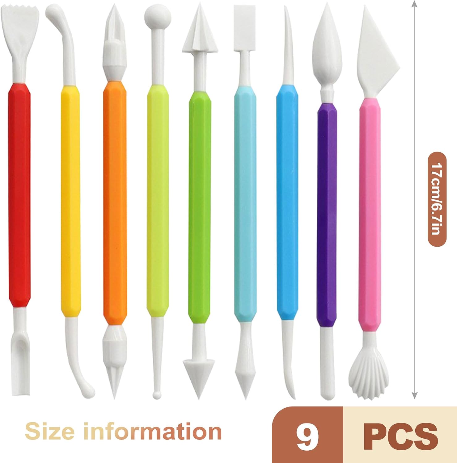 QivaZira 9 Pcs Clay Sculpting Tools Double Head Pottery Modeling Carving Tool Kit for Air Dry Clay Polymer Clay Tools for Adults DIY Crafts Ceramic Wax Sculpting Supplies Assorted Colors