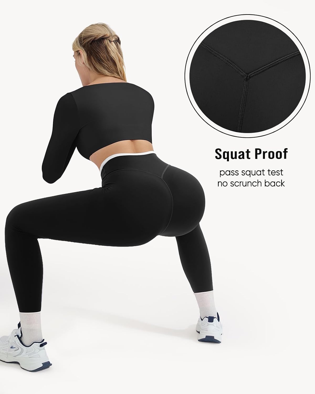 OMKAGI Double Layer High Waisted Workout Leggings for Women Tummy Control Gym Yoga Pants with Pocket
