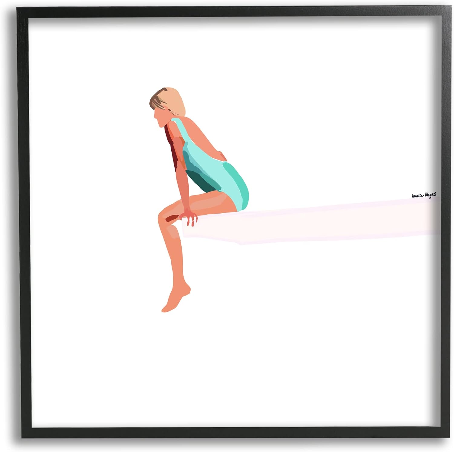 Stupell Industries Woman Sitting Diving Board Summer Beach Pool Framed Wall Art, Design By Amelia Noyes