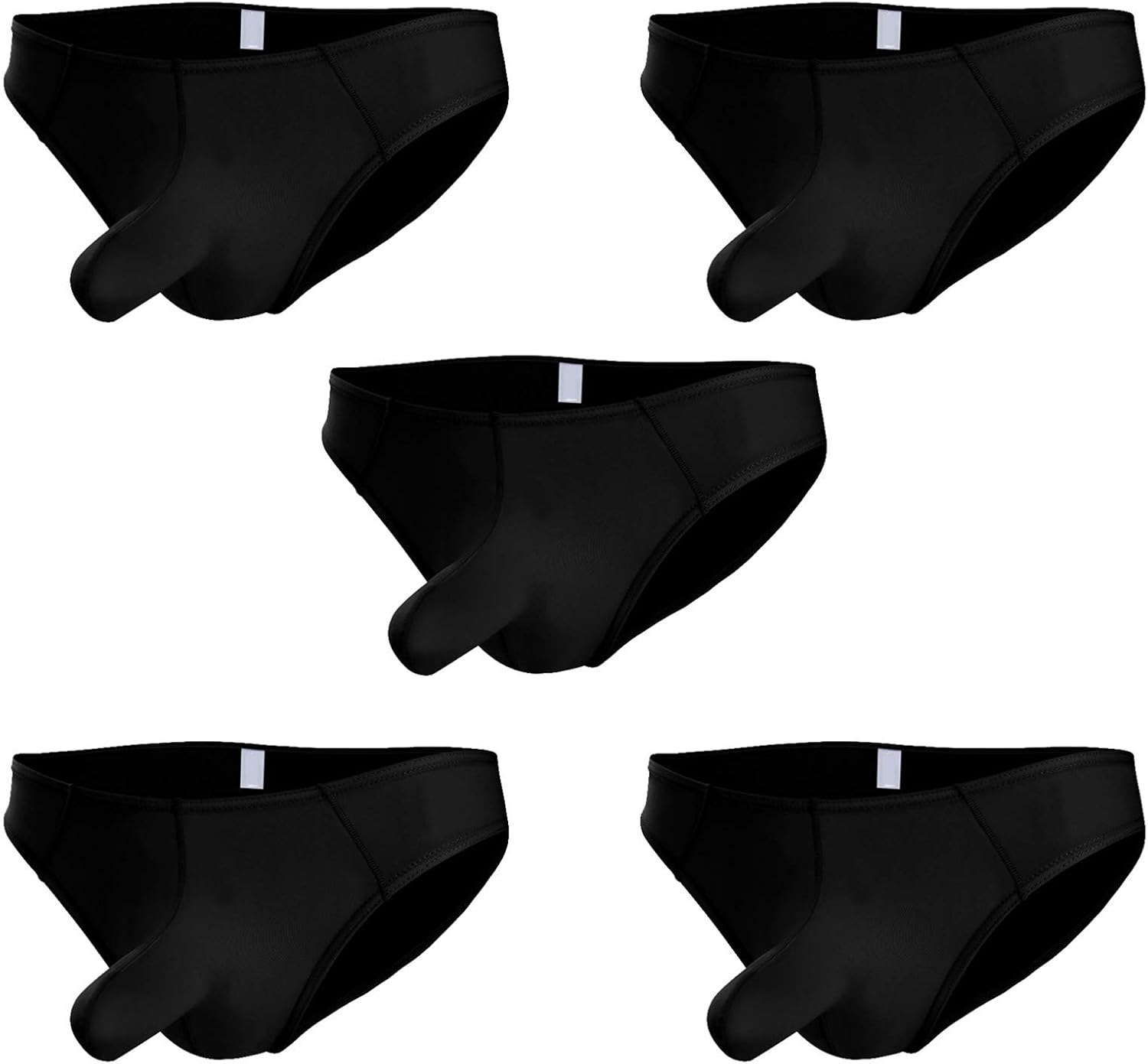 Andongnywell 5 Pack Men's Sexy Elephant Nylon Underwear Briefs Guns Separation Trunks Sexy G-Strings T-Back Briefs