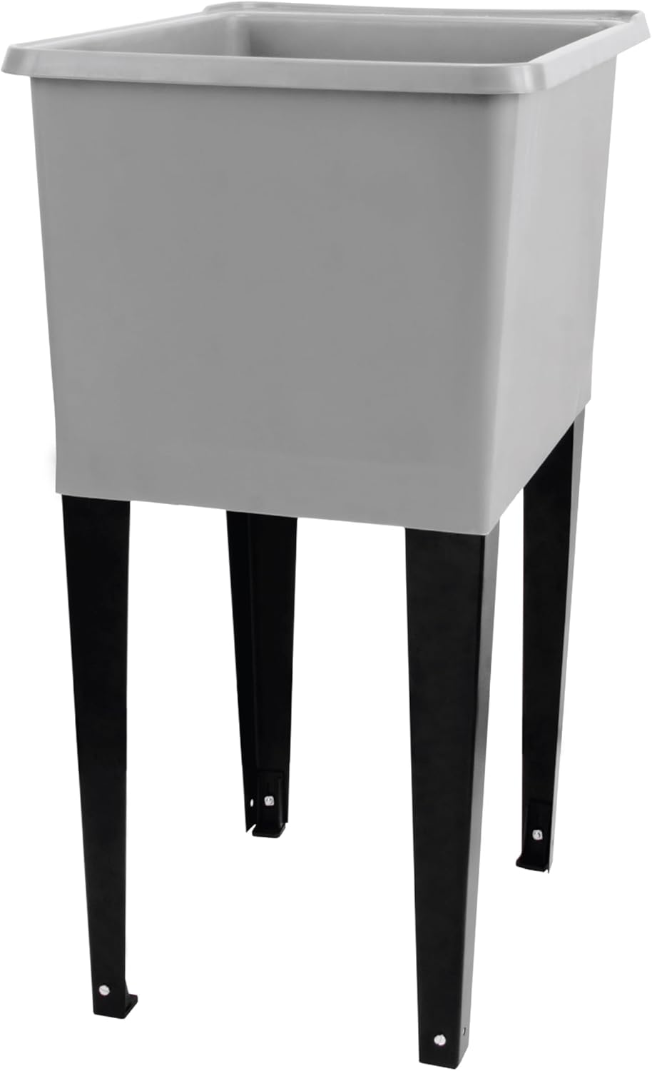 Grey Space Saver Utility Sink by JS Jackson Supplies, Freestanding Tehila Space Saving Laundry Tub, Black Metal Legs with P-Trap Kit