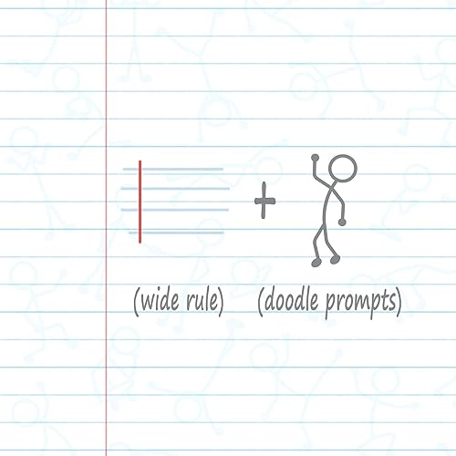 Miniatura 3 de DoodleWrite Cuaderno de espiral con alambre de rayas anchas, paquete de 24, incluye indicaciones de garabatos para mantener la concentración,