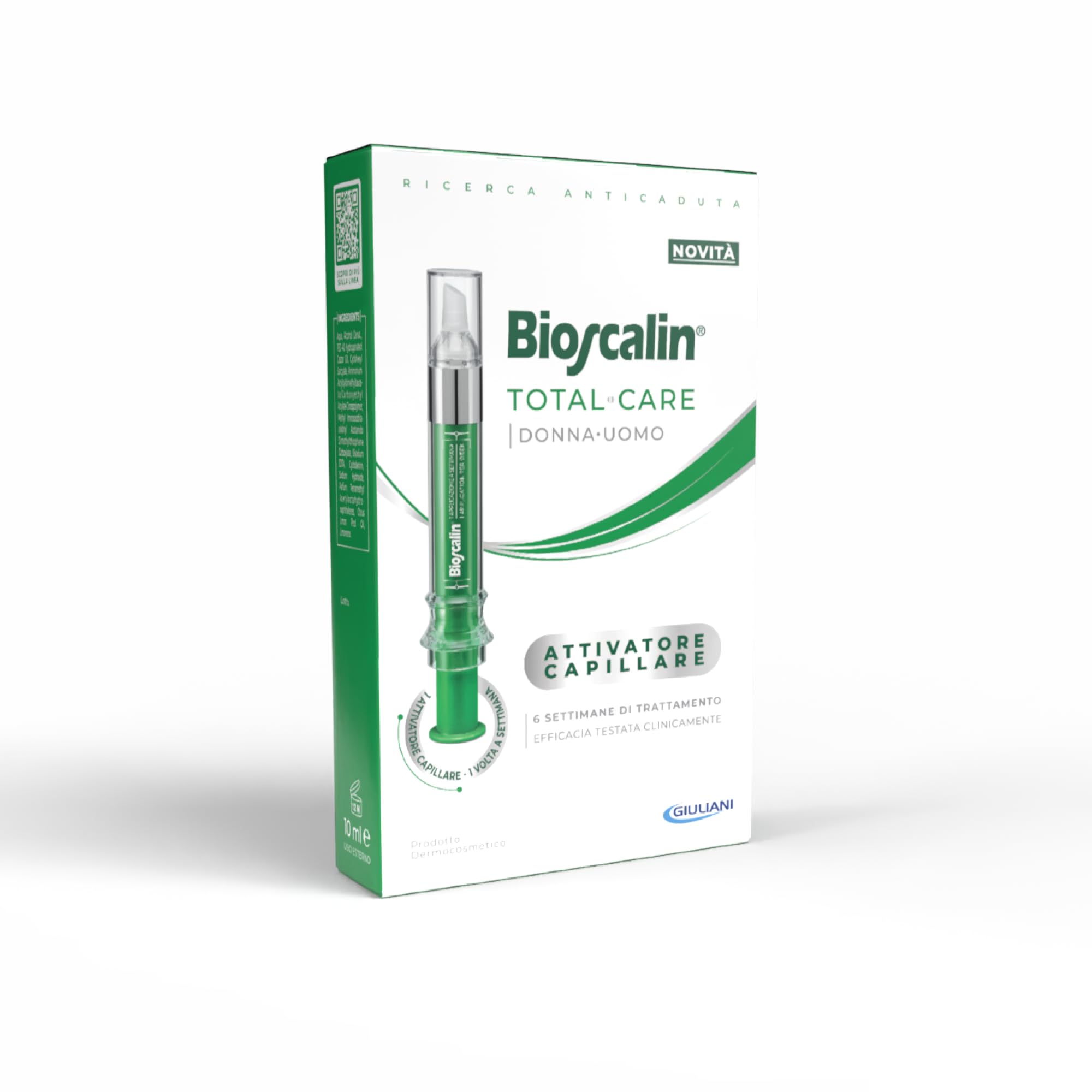 Bioscalin TOTAL•CARE Attivatore Capillare Contrasta la Caduta e Favorisce la Crescita, Fiale per Capelli per Donna e Uomo, 1 Applicazione a Settimana, Trattamento 6 Settimane, Applicatori 10 ml