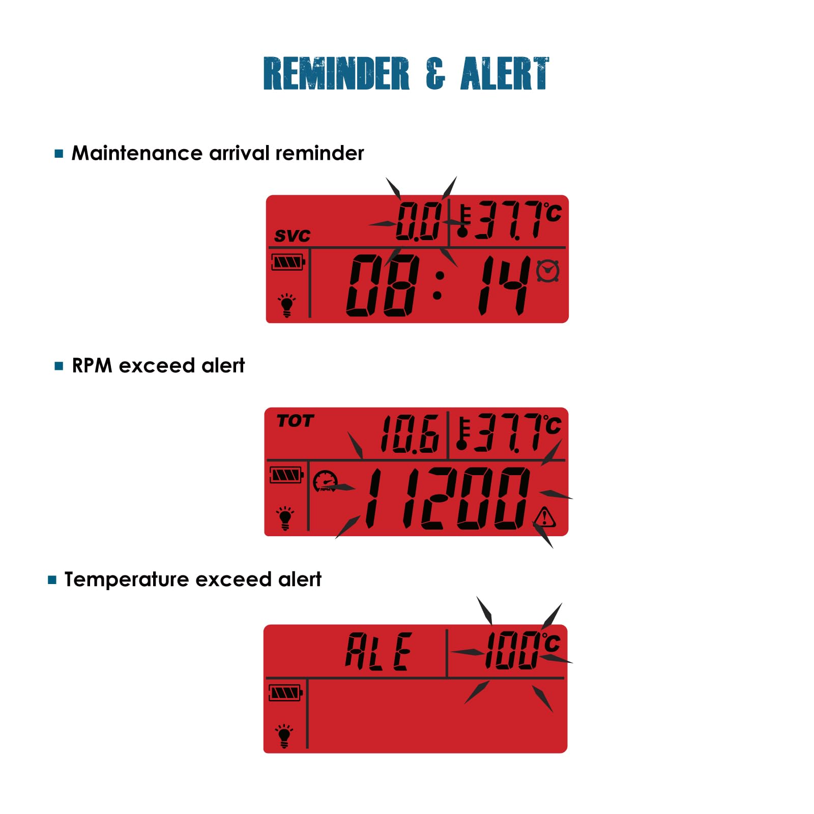 Runleader RL-HM058F Digital Engine Temp Gauge, Maintenance Tach/Hour Meter,Battery Replacement for Lawn Mower Generator Motorcycle ATV Outboard Motor Snowmobile etc