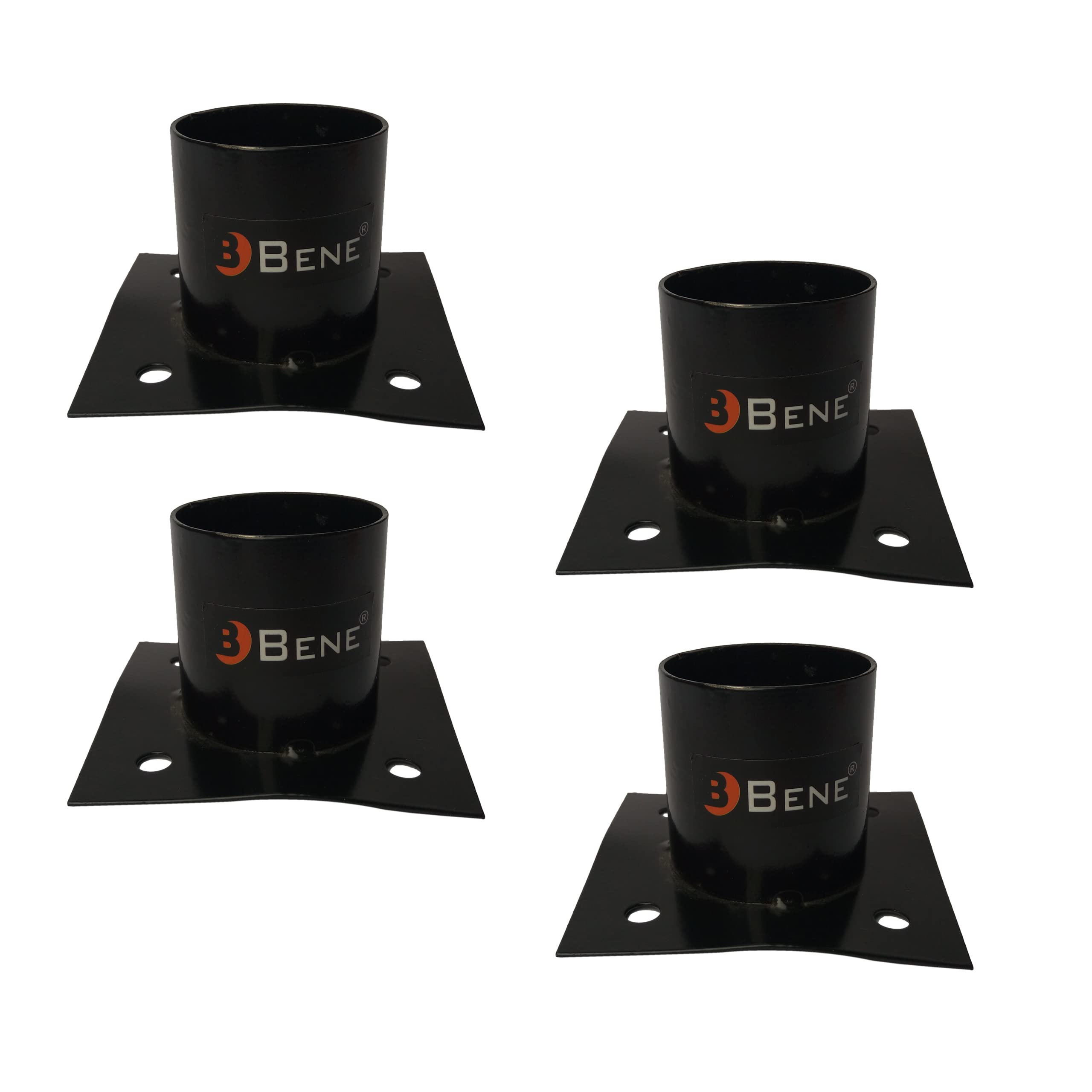 BENE Outdoor Lamps Base Stand Square Black, Pack of 4 Pc
