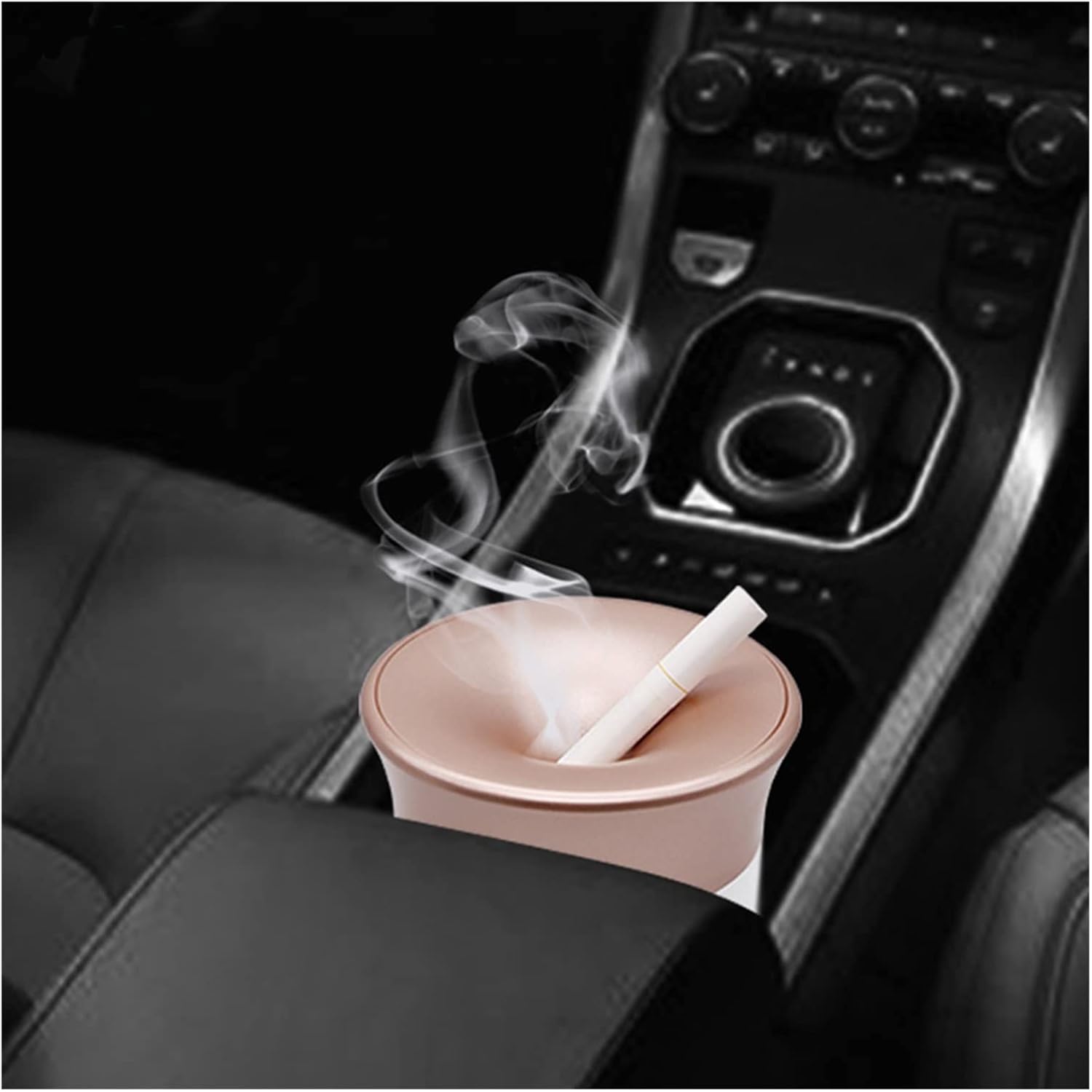 yaoqijie Stainless Steel 2 Colors Portable Car Ashtray Holder Ashtray Storage Cup Outdoor Ashtray Holder Ashtray With Lid lasting (Color : Black)