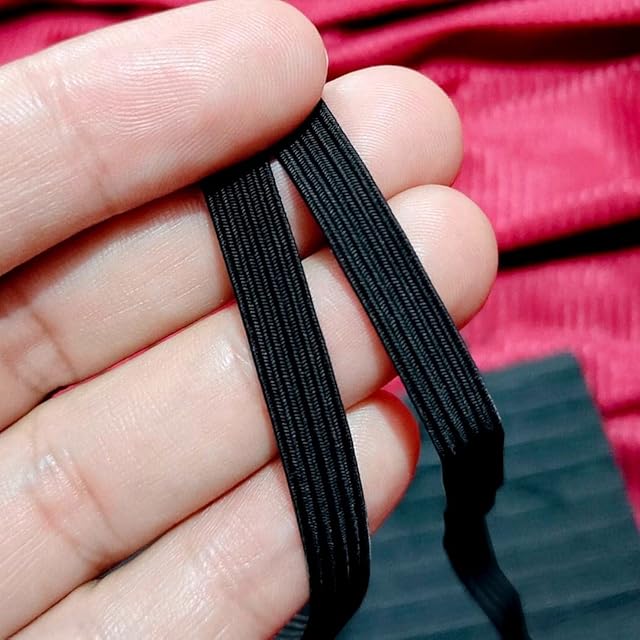 Noshad® 8mm - 1/3" Black Flat Elastic Band for Sewing Knicker, Skirt, Scrunchies, Dressmaking, Haberdashery and Clothing Accessory, Material, Supplies Woven, Braided, Wide Strip (10 Meter / 11 Yard)