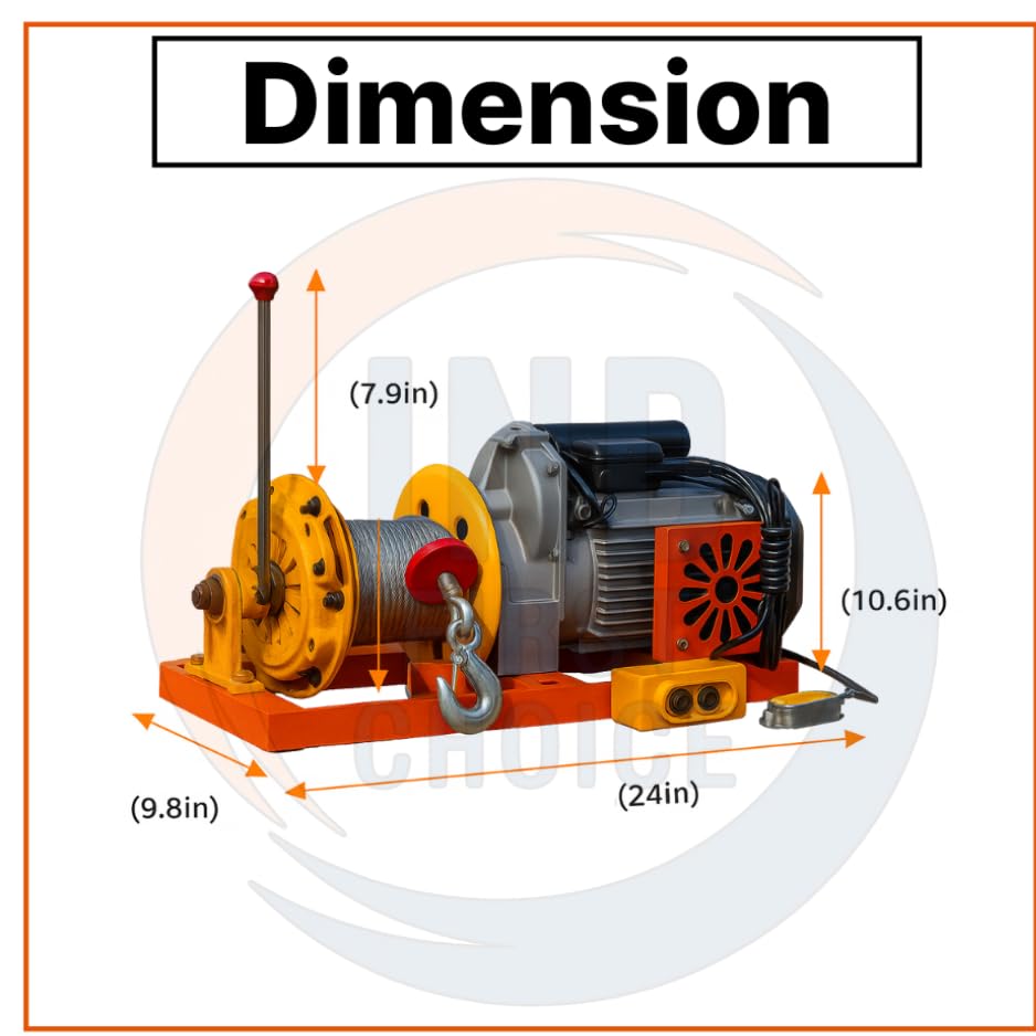 Image of IND Mini Crane 500 Kg Monkey Hoist Crane | 3 HP Motor with Clutch | 8 mm x 40 m Wire Rope | Heavy Duty Material Lifting Machine for Construction, Warehouse & Building Sites | with clutch winch