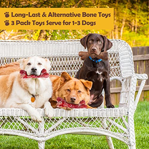 Zeaxuie Upgraded Large & Indestructible Dog Chew Toys For Aggressive Chewers, 3 Pack Dog Toys With Beef Flavor For Large Breed, Tough Dog Chew Toys Bones For Large Dogs #TOP6