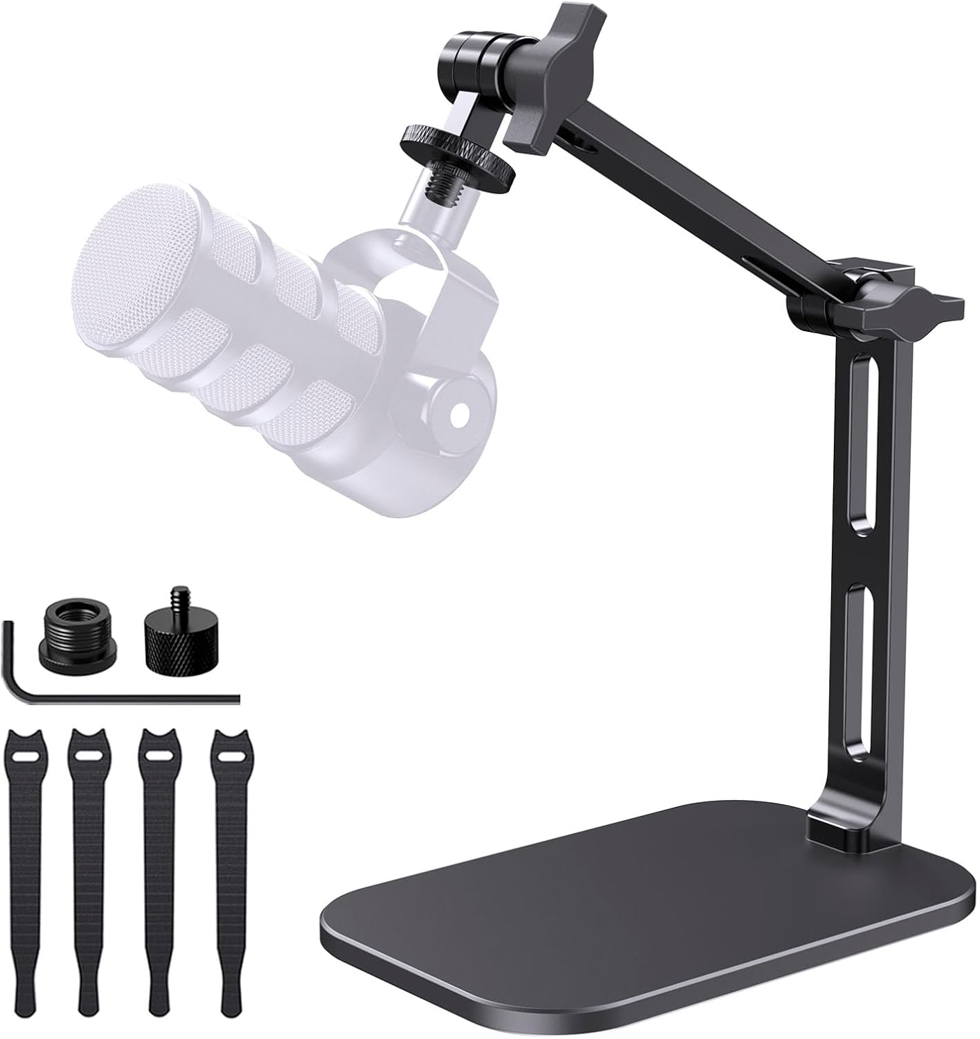 Heavy-Duty Desk Mic Stand, Max Load 2.68 lb Compatible with Rode Podmic, Blue Yeti, Shure and More Mics, Perfect for Small Space Home Office Streaming Setup, Black