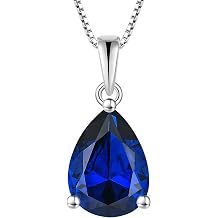 YL Teardrop Necklace 925 Sterling Silver Solitaire Pendant 9x12 MM Pear Cut Multicolored Birthstone Jewelry for Women