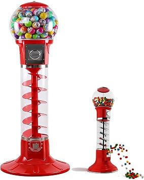 Large Candy Vending Dispenser, Spiral Gumball Machine for 32-65mm Capsule Toys, Party Favor Bank, Blue