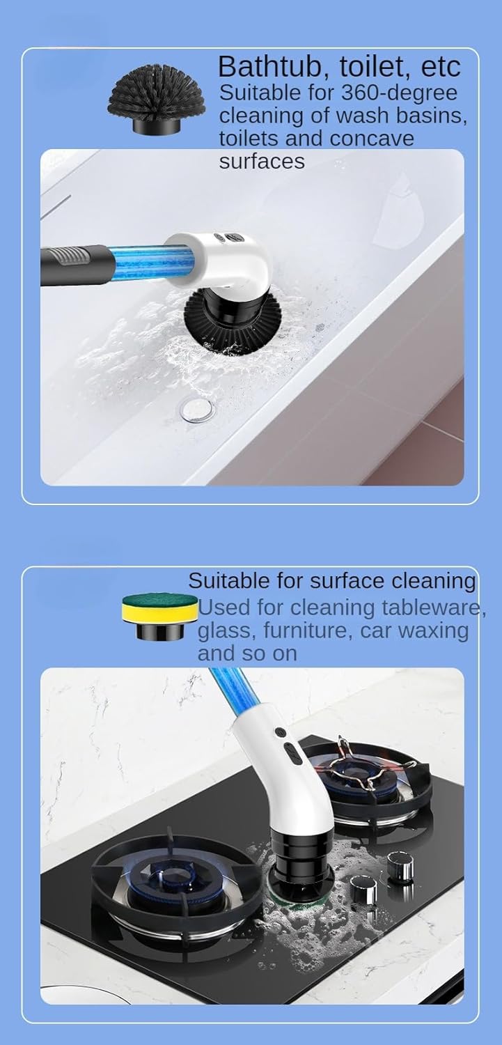 Electric Scrubber,Cordless Shower Cleaning Brush IPX7 Waterproof,Cordless Cleaning Brush Scrubber for Home, 2 Speeds Electric Scrubber,Cleaning Supplies for Tub Shower Tile Floor (C)