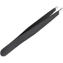 The BrowGal Professional Hand-Made Slant Tweezer Exclusive for Eyebrows Facial Hair, Ingrown Hair Removal & Blackhead - Handy & Portable Tool, Easily Grip with Safety, Anti-rust 3.9 In, Black