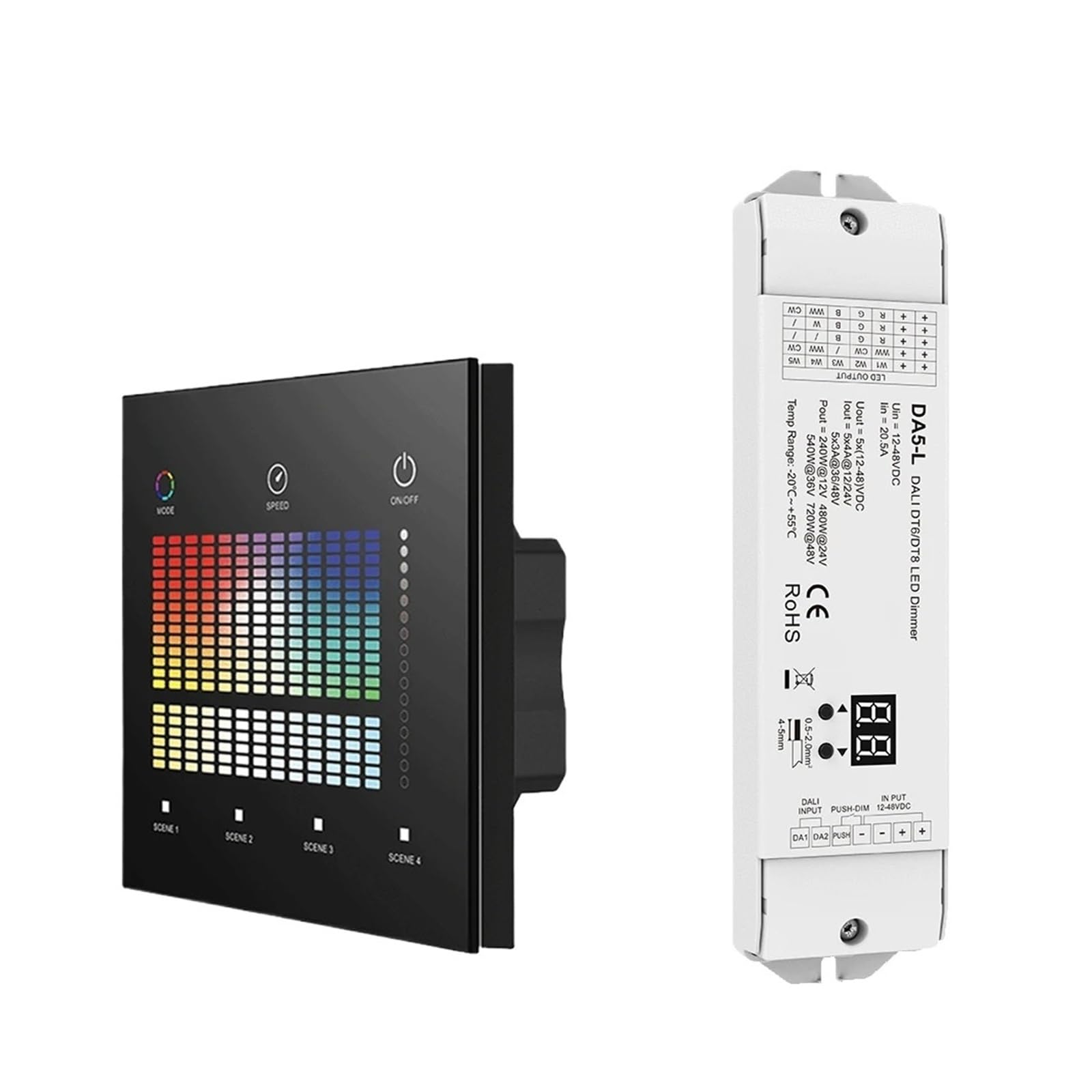 5-Kanal-DALI-LED-Dimmer mit Konstantspannung (DC 12 V, 24, 36, 48 V) Digitalanzeige und Druckknopfschalter(TD5-S(W) Only)
