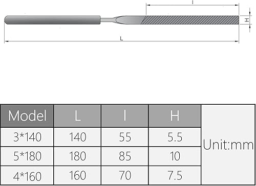 Miniatura 5 de Utoolmart Lima de aguja de acero al carbono, juego de 10 limas de aguja de acero, 0.118 in x 5.512 in con mango de plástico, para piedra de vidrio