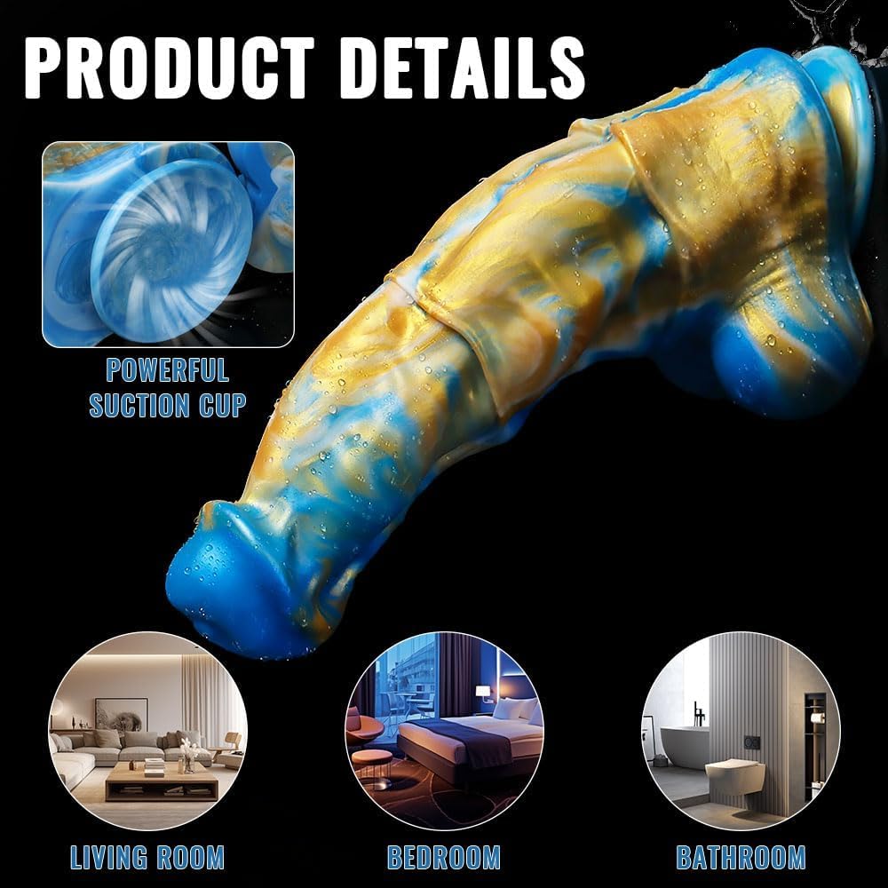 Consolador de caballo: consolador de caballo de silicona realista grande con potente ventosa, pene de caballo de punto G grueso, juguete sexual con tapón anal para mujeres y hombres (D219-XXL)