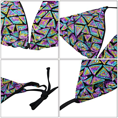 Leomoste LEYF-220329109S-L Women Sexy Sparkle Swimwear Glitter Bathing Suit Sequin Bikini Sexy Push Up Swimsuit Beachwear thumb #4