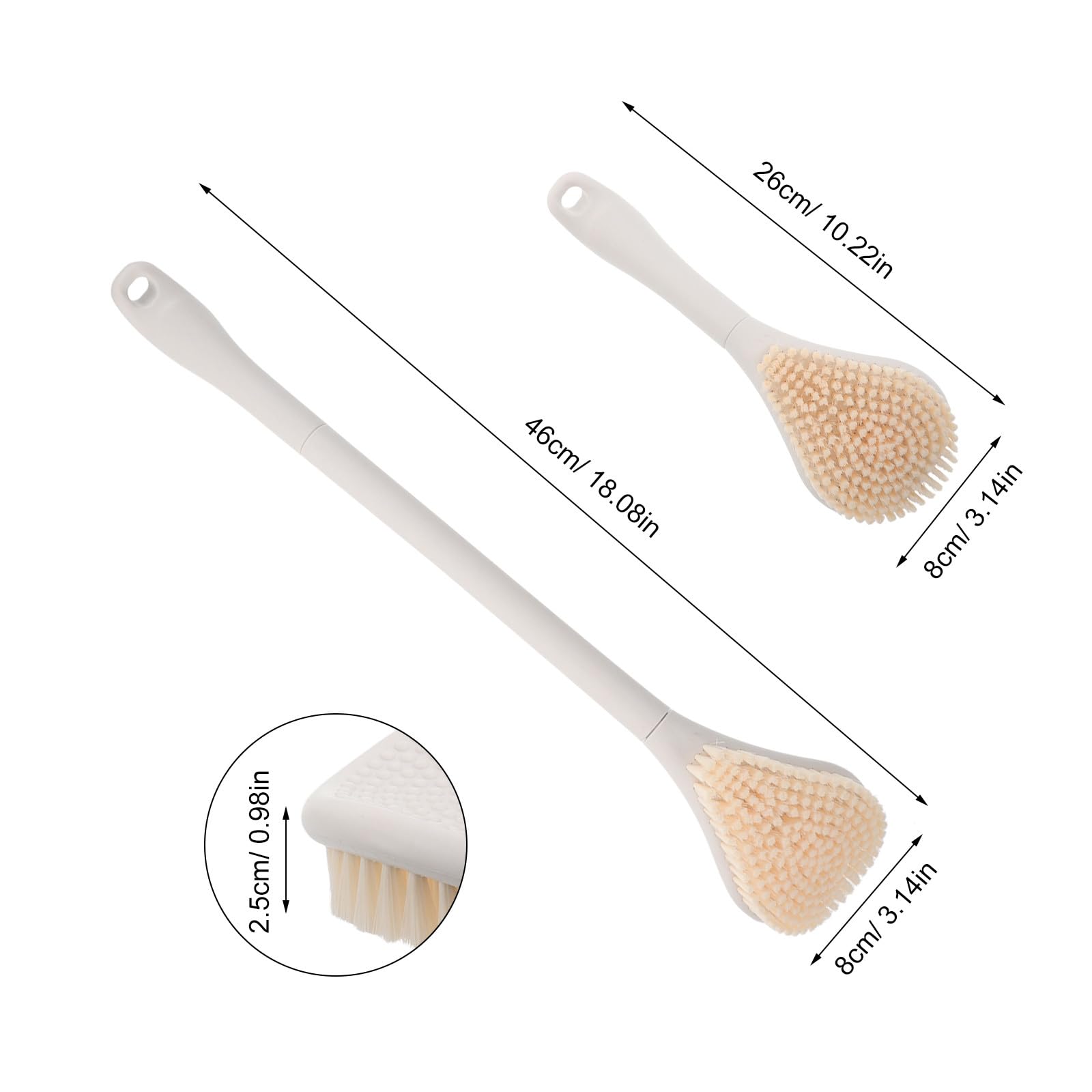 Cepillo Limpiador de Pies de Mango Largo para Ducha y Baño | Doble Cara, Abs y Pa, Color Blanco, Diseño Ergonómico, Limpieza Profunda de Piel Muerta