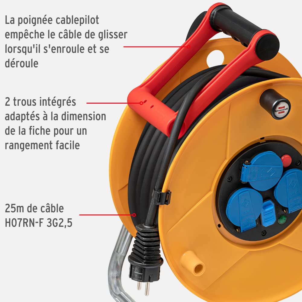Brennenstuhl Enrouleur électrique Standard Pro USB A, 25m H07RN-F 3G2,5