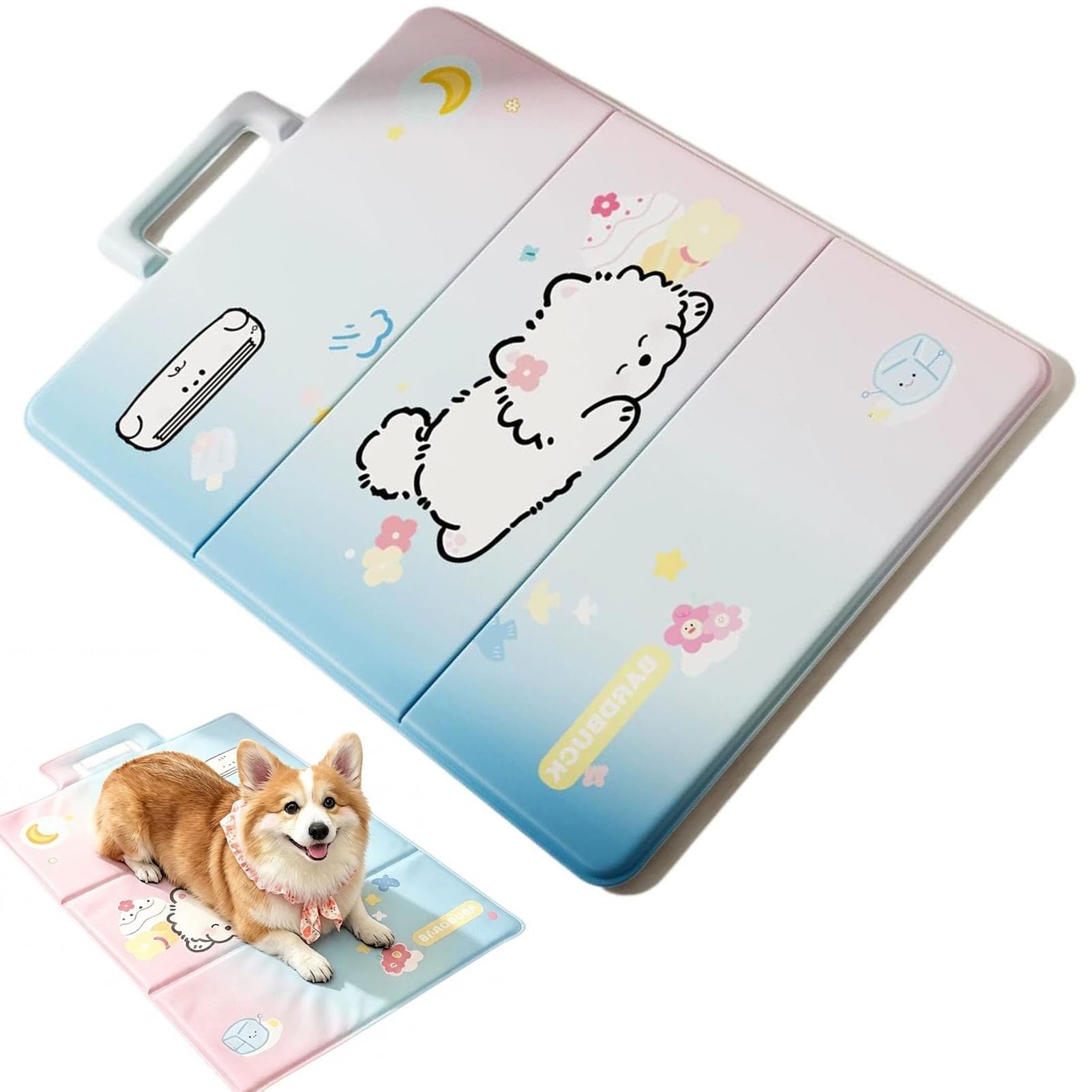 Tapete de enfriamiento de verano para perros, tapete de refrigeración para perros con gel de refrigeración automática, diseño portátil de tres pliegues, almohadilla de refrigeración