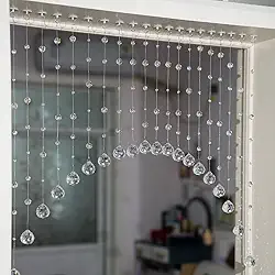 Cortina com contas de cristal de 20 cordas, cortina de corda de porta arqueada, divisória de porta suspensa adequada para casa, café, quarto, restaurante. (transparente)
