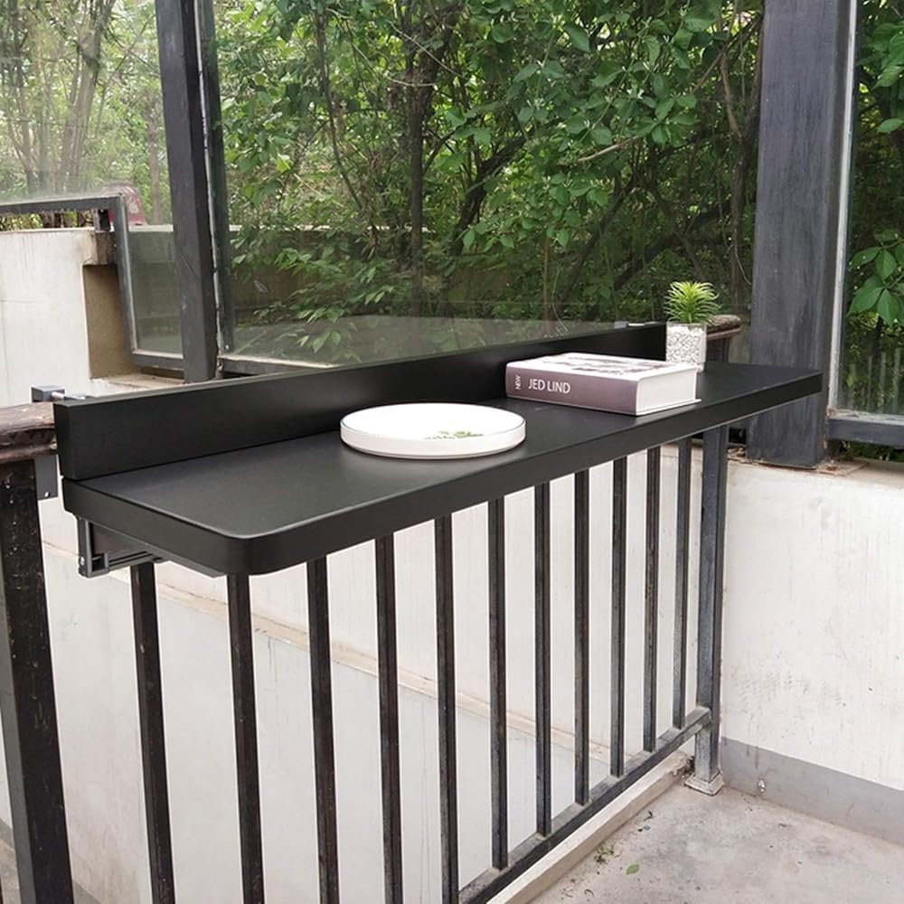 Składany wiszący stół balkonowy regulowany zewnętrzny poręcz stolik pomocniczy na taras patio ogród komputer jadalnia bar (rozmiar: 120 * 40 cm)