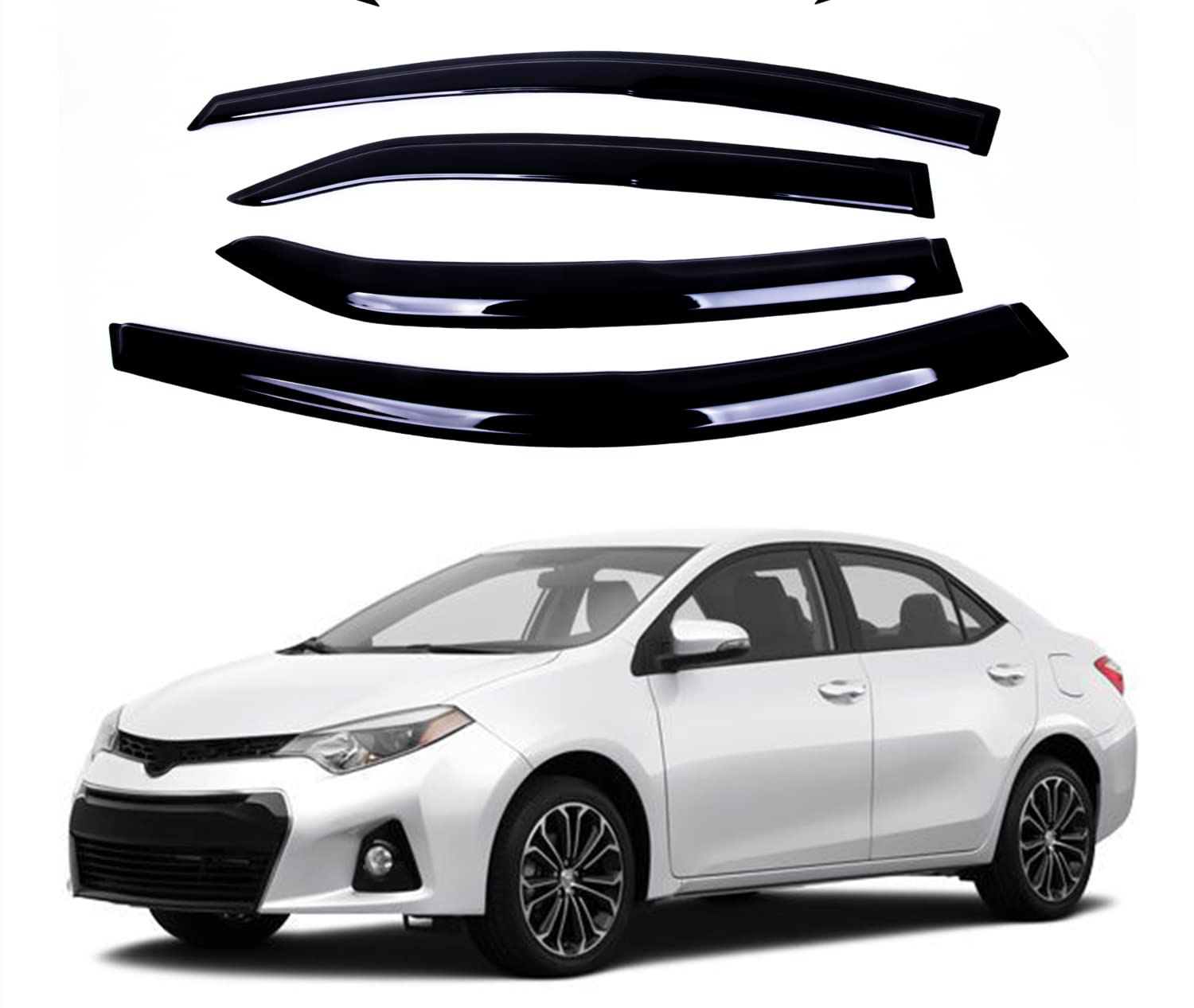 Photo 1 of Fits for Toyota Corolla 2014-2018 Safe Smoke Window Visor Set - Sun, Rain, and Vent Protection, 4-Piece Window 