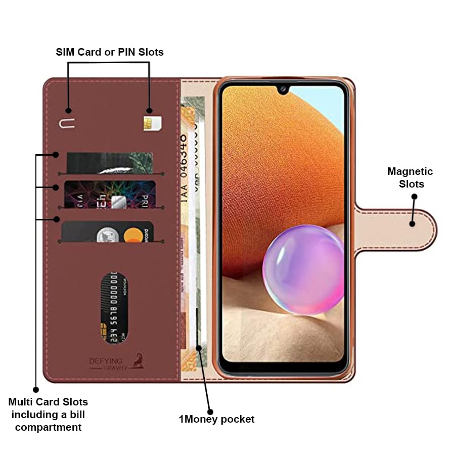 Image of AIBEX Compatible for Motorola Edge 60 Pro 5G Flip Cover Leather Finish with Magnatic Closure | Inside TPU with Card Pockets | Wallet Stand | Complete Protection Flip Case -Brown