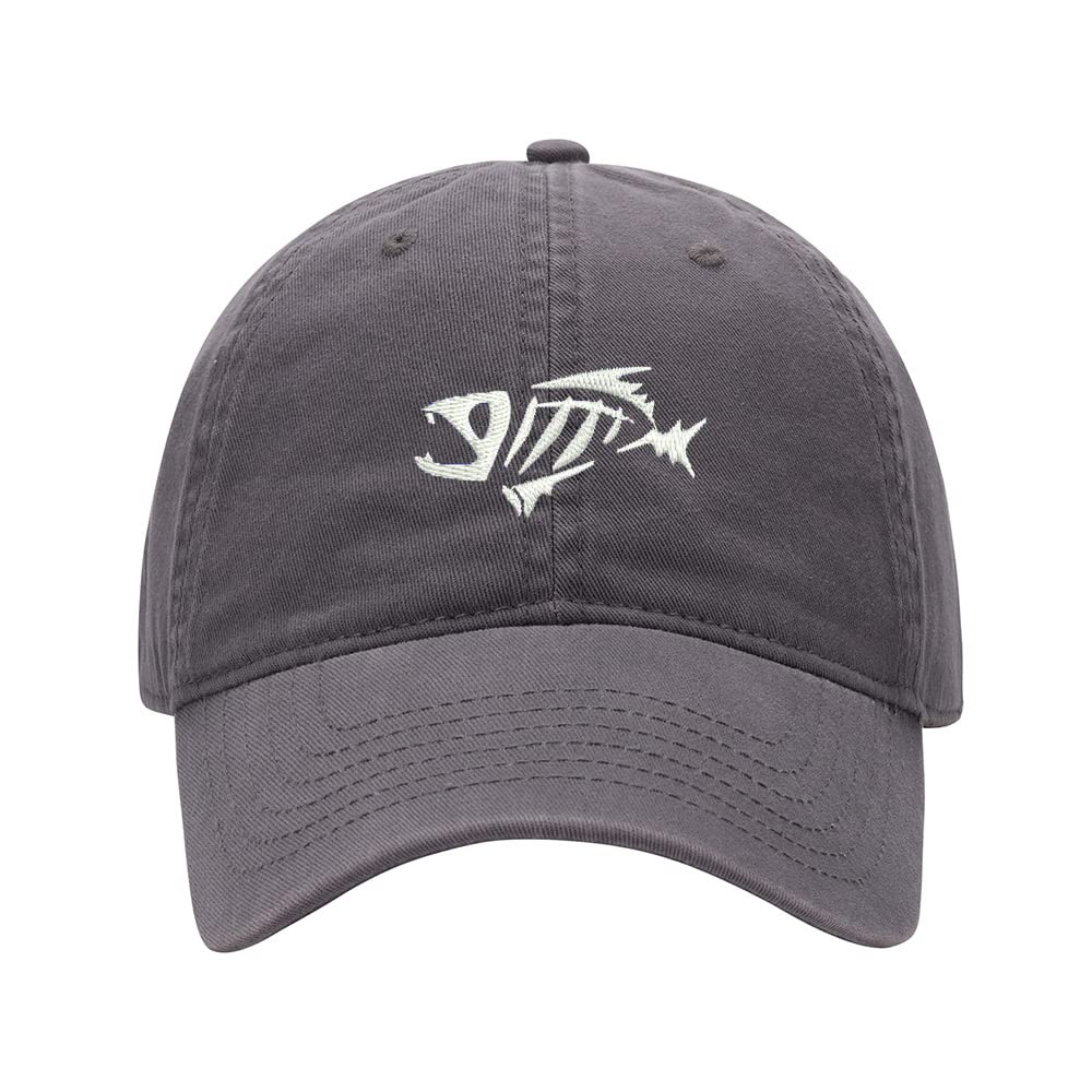 Men's Baseball Cap Skeloton Fish Embroidered Washed Cotton Vintage Dad Gifts Hat