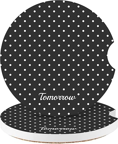 Miniatura 28 de Watbro Posavasos para automóvil, morado sonriente, absorbentes, paquete de 2 para portavasos con muesca para los dedos, cerámica de 2.56 pulgadas,