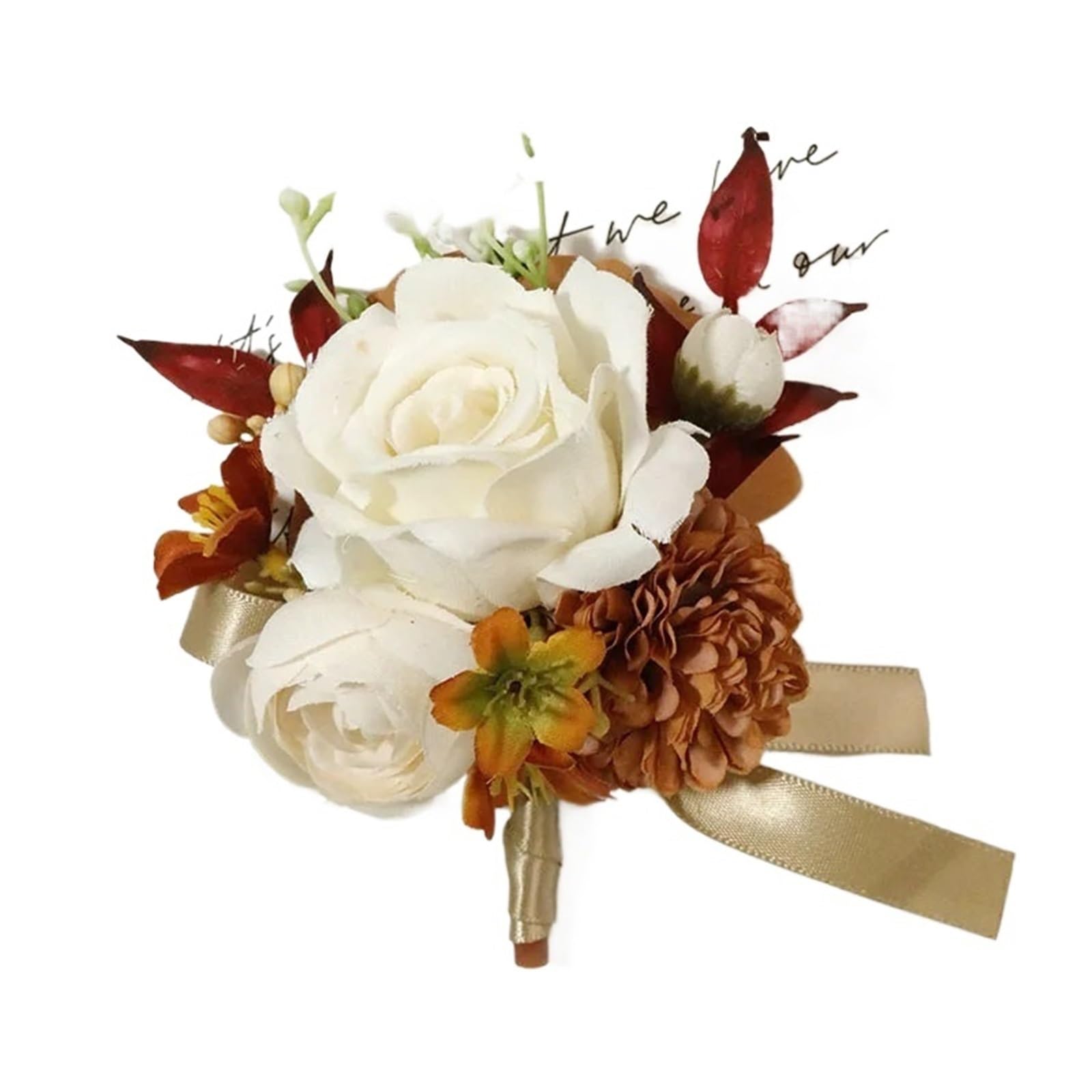 UJEDFHV Wedding Simulation Rose Corsage Vintage Boutonniere Wedding Fake Silk Rose Corsage Bracelet Ceremony Flowers For Proms