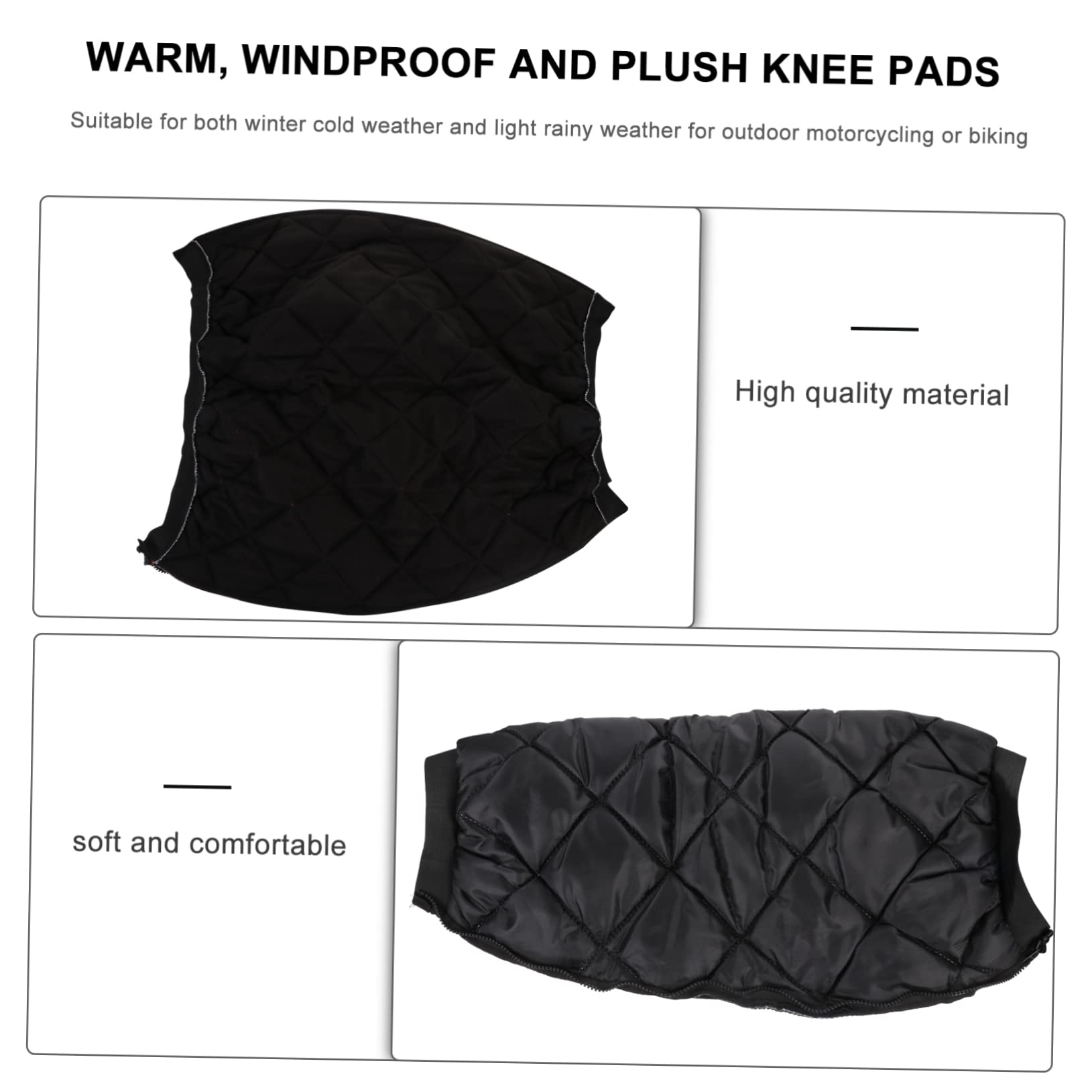 KOMBIUDA 1pair Motorcycle Warm Kneecaps Windproof Protective Pads for Outdoor Riding Fleece Lined Knee Sleeves for Biking Skating Electric Vehicles